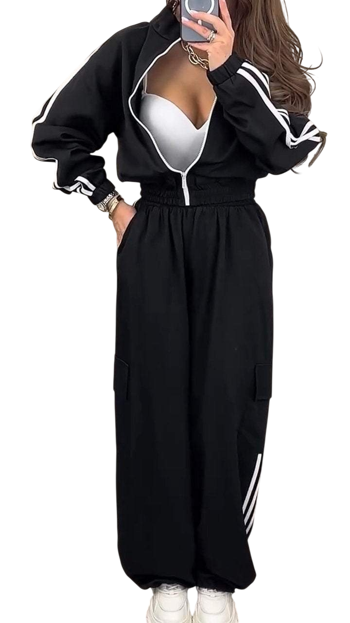 Women’s Zip Front Cargo Jogger Set
