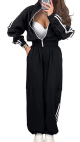 Women’s Zip Front Cargo Jogger Set