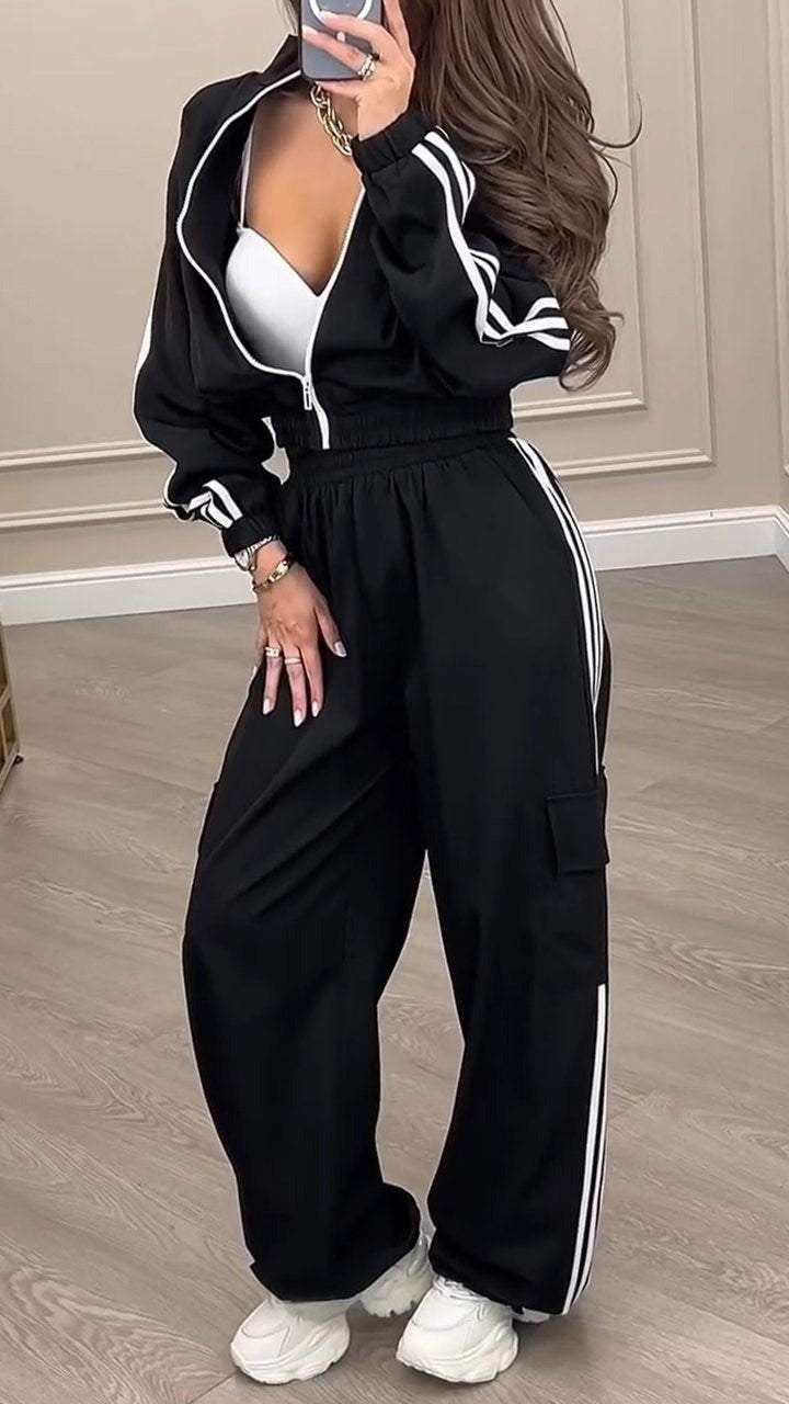 Women’s Zip Front Cargo Jogger Set