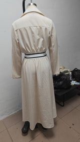 Women’s Button Front Waist Tie Maxi Dress