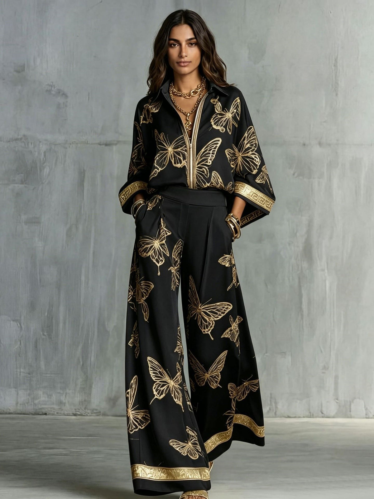 Women’s Butterfly Print Shirt & Pants Set