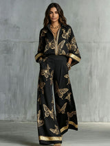 Women’s Butterfly Print Shirt & Pants Set