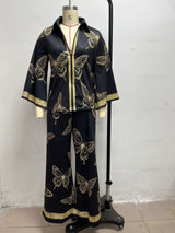Women’s Butterfly Print Shirt & Pants Set