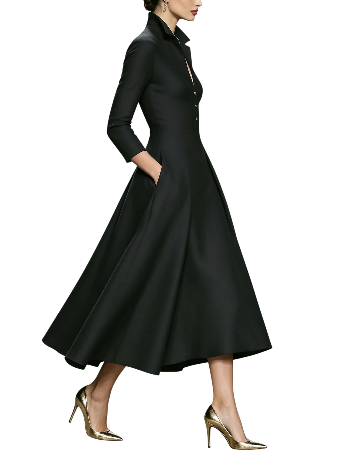 Women’s Collared Button Front A-Line Dress