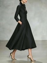 Women’s Collared Button Front A-Line Dress