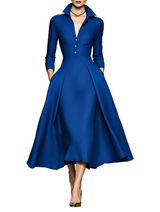 Women’s Collared Button Front A-Line Dress