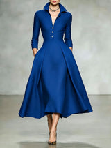 Women’s Collared Button Front A-Line Dress