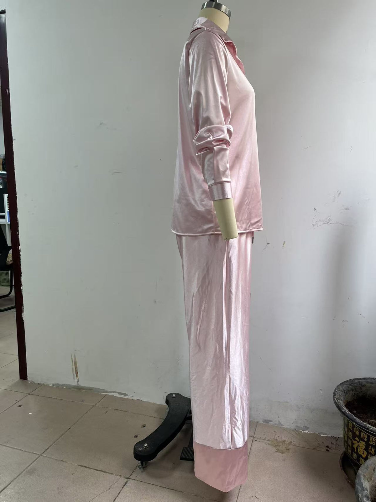 Women’s Button Down Shirt & Wide Leg Pants Set