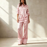 Women’s Button Down Shirt & Wide Leg Pants Set