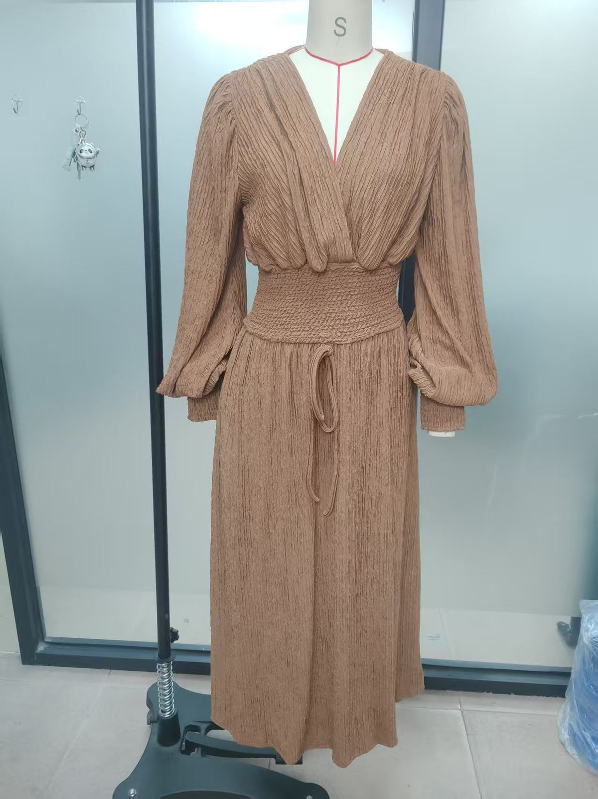 Women’s Pleated V-Neck  Dress