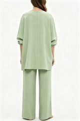 Women’s Relaxed Long Sleeve Top & Pants Set