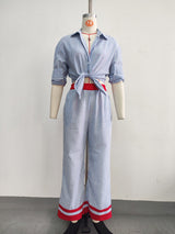 Women’s Striped Shirt and Pants  Set
