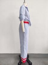 Women’s Striped Shirt and Pants  Set