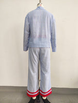 Women’s Striped Shirt and Pants  Set