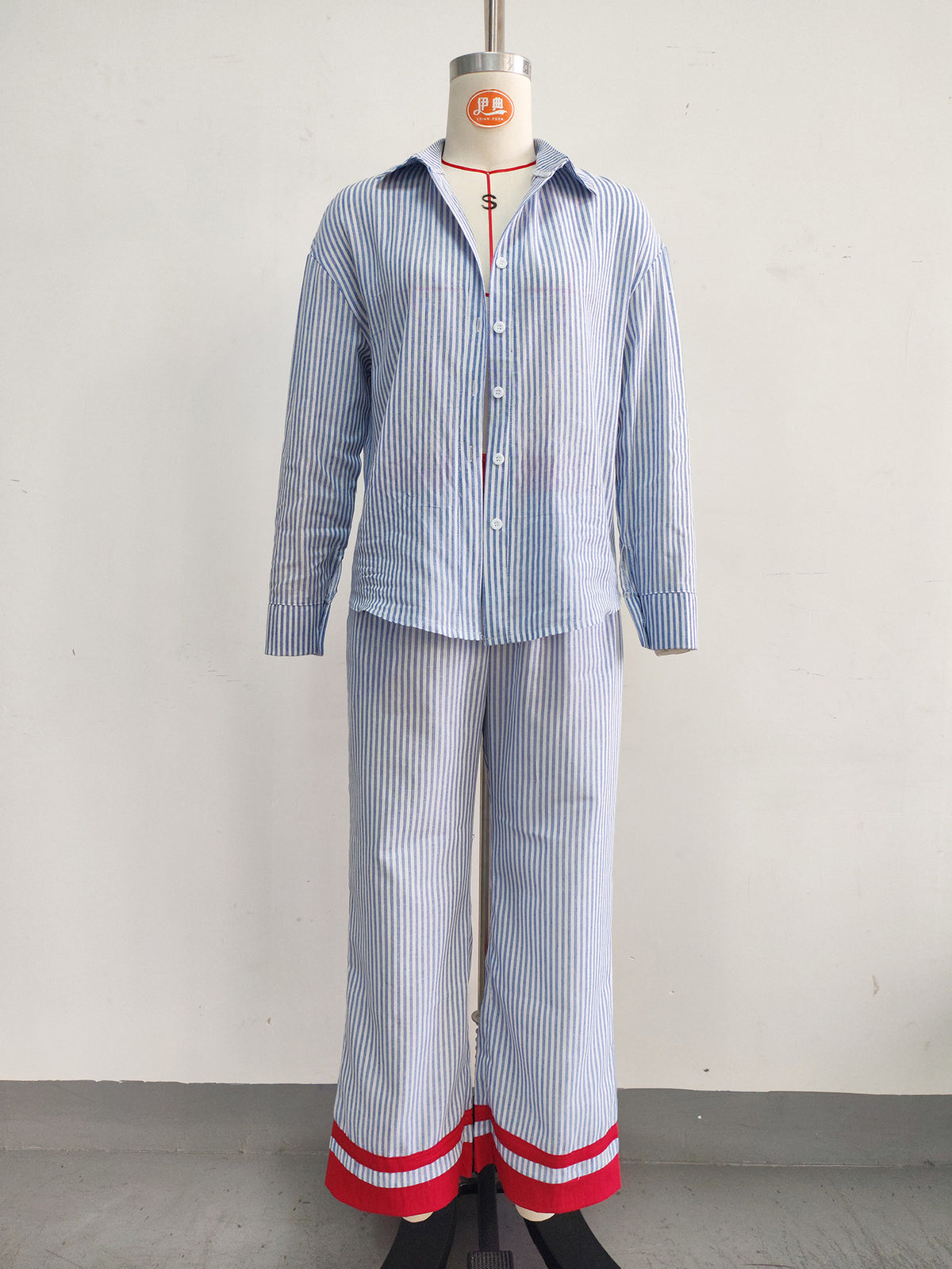 Women’s Striped Shirt and Pants  Set