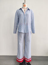 Women’s Striped Shirt and Pants  Set