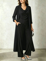 Women’s Draped Neck 3-Piece Wide Leg Set