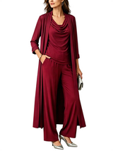 Women’s Draped Neck 3-Piece Wide Leg Set