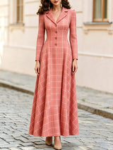 Women’s Plaid Button Front A-Line Midi Dress