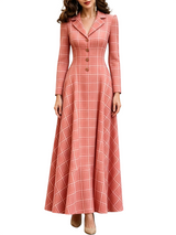 Women’s Plaid Button Front A-Line Midi Dress