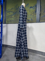 Women’s Plaid Button Front A-Line Midi Dress