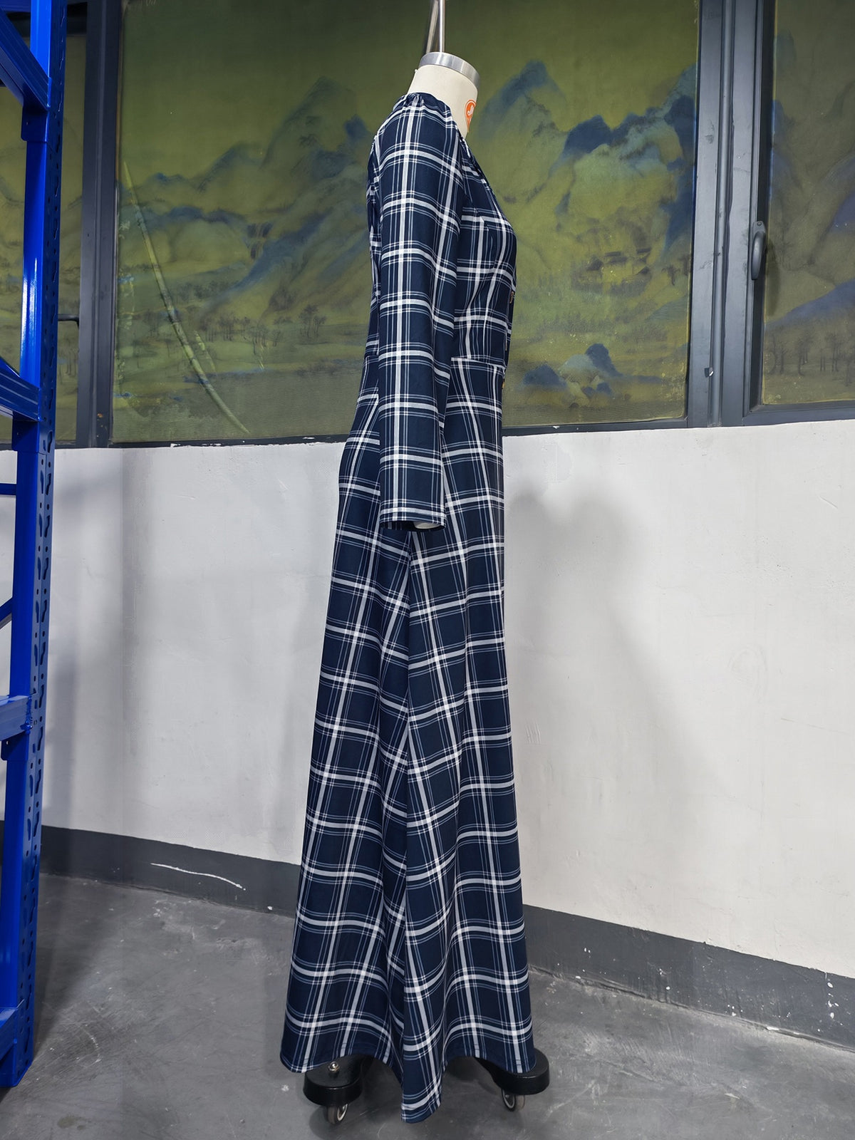 Women’s Plaid Button Front A-Line Midi Dress