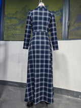 Women’s Plaid Button Front A-Line Midi Dress