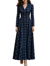Women’s Plaid Button Front A-Line Midi Dress