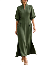 Women’s Stand Collar Long Sleeve Maxi Dress