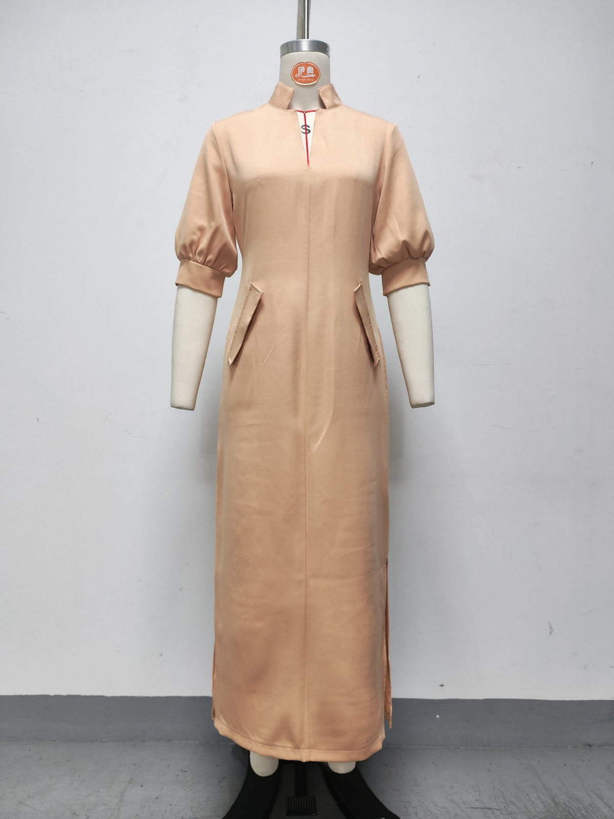 Women’s Stand Collar Long Sleeve Maxi Dress