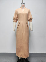 Women’s Stand Collar Long Sleeve Maxi Dress