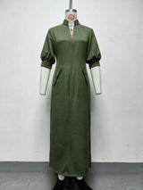 Women’s Stand Collar Long Sleeve Maxi Dress