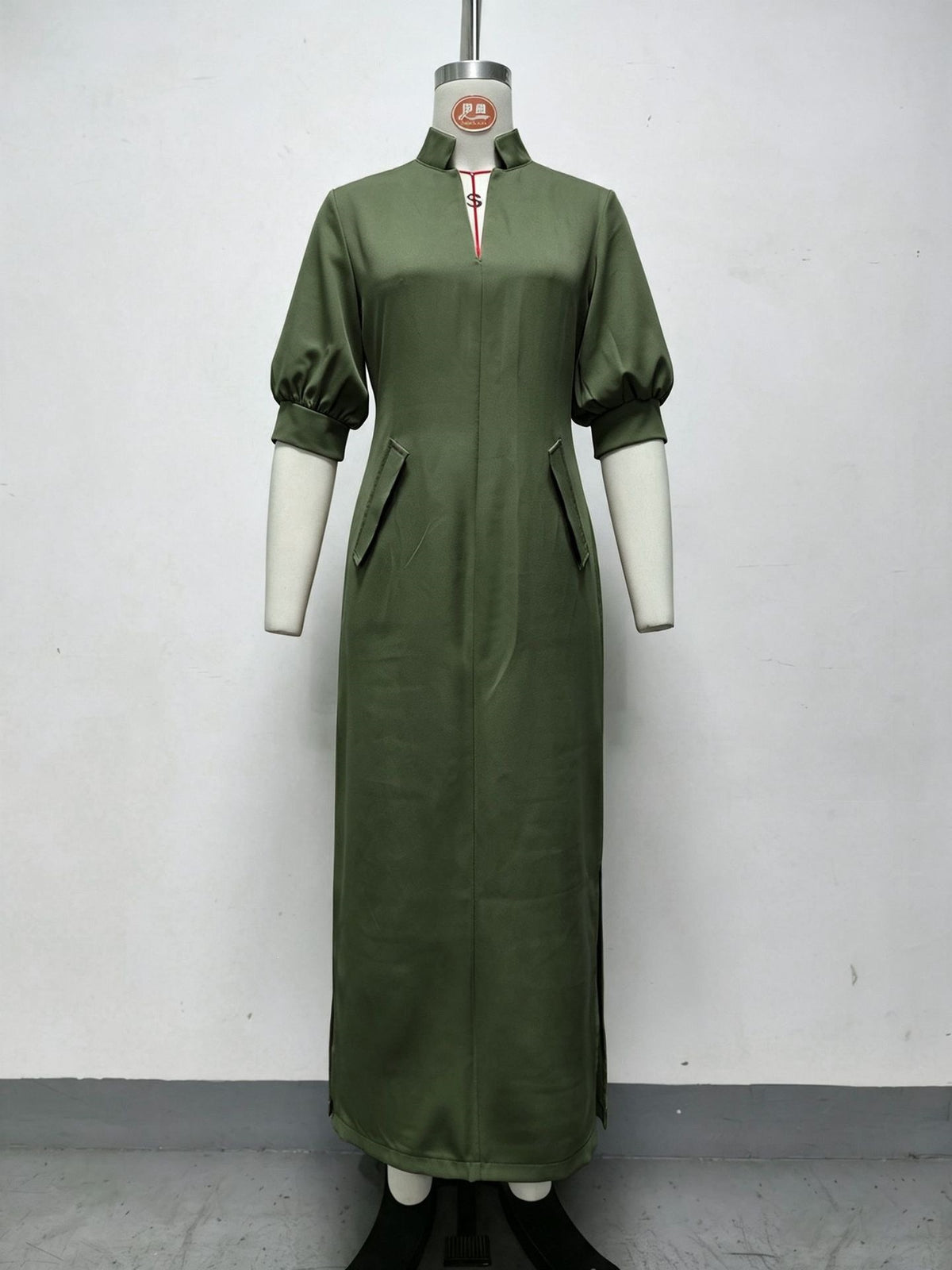 Women’s Stand Collar Long Sleeve Maxi Dress