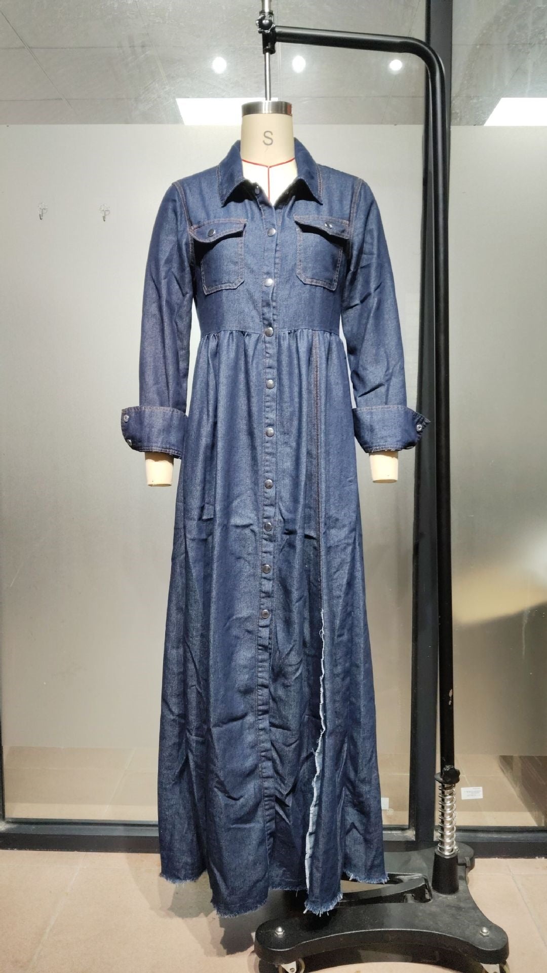 Women’s Denim Button Front Maxi Dress