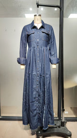 Women’s Denim Button Front Maxi Dress