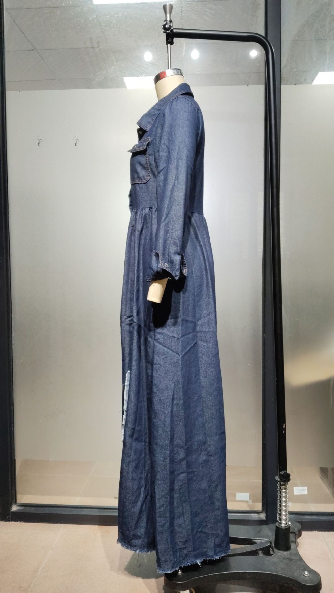 Women’s Denim Button Front Maxi Dress