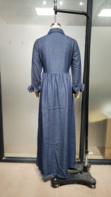 Women’s Denim Button Front Maxi Dress