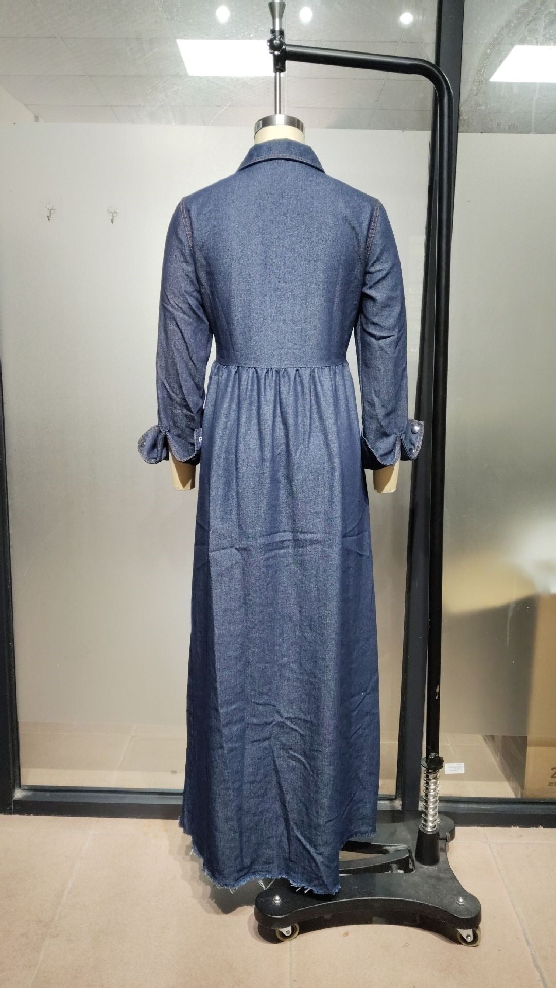 Women’s Denim Button Front Maxi Dress