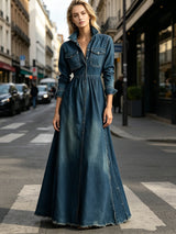 Women’s Denim Button Front Maxi Dress