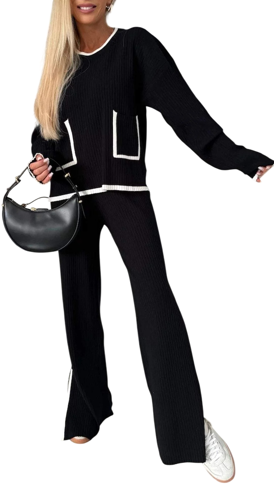 Women’s Ribbed Long Sleeve Top and Pants Set
