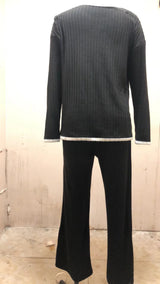 Women’s Ribbed Long Sleeve Top and Pants Set