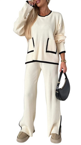 Women’s Ribbed Long Sleeve Top and Pants Set