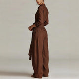 Women’s Button Front Shirt and Wide Leg Pants Set