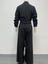 Women’s Button Front Shirt and Wide Leg Pants Set