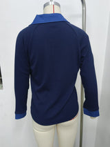 Women’s Ribbed Contrast Collar Button Top