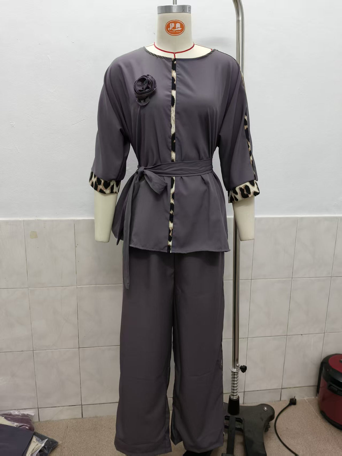 Women’s 3/4 Sleeve Belted Top and Pants Set