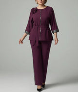 Women’s 3/4 Sleeve Belted Top and Pants Set