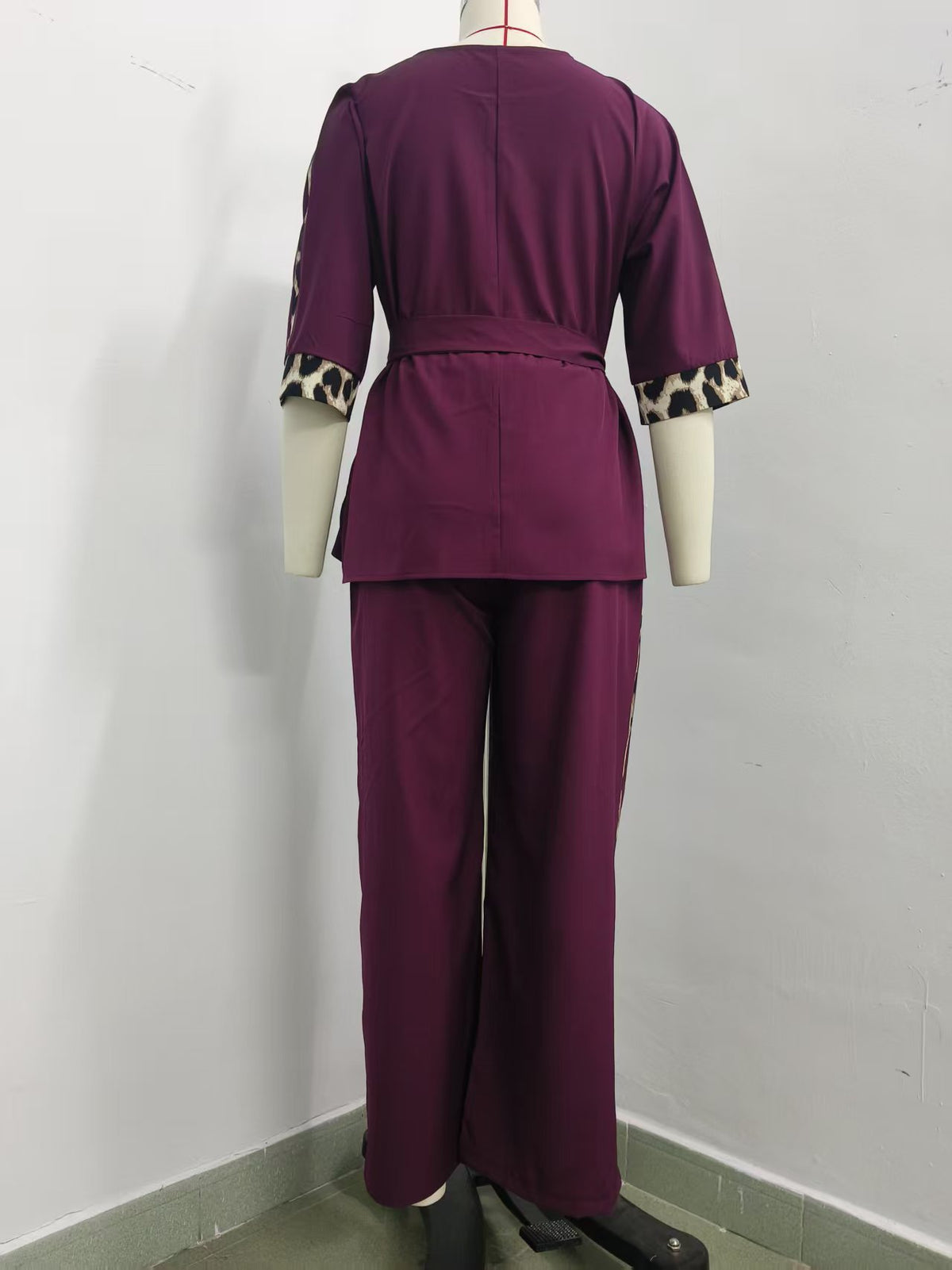 Women’s 3/4 Sleeve Belted Top and Pants Set