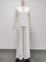 Women’s Kimono Top & Wide Leg Pants 3-Piece Set