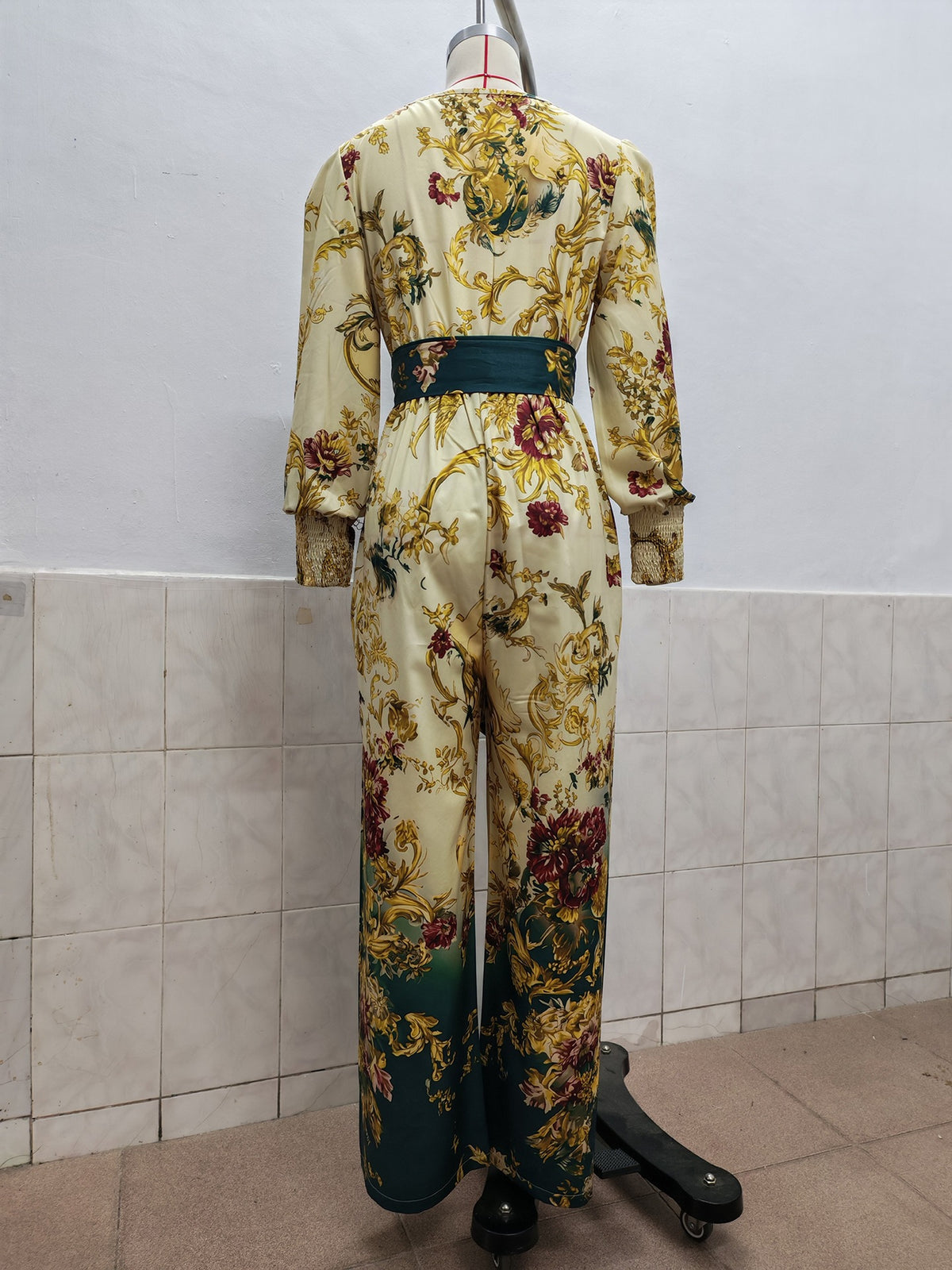 Women’s Floral V-Neck Wide Leg Jumpsuit